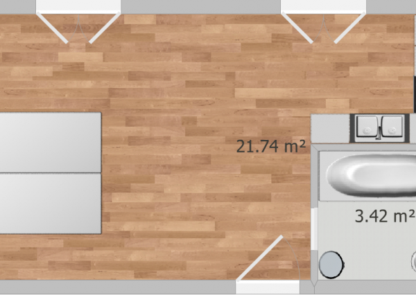 Garsonka Šaca, komplet rekonštrukcia