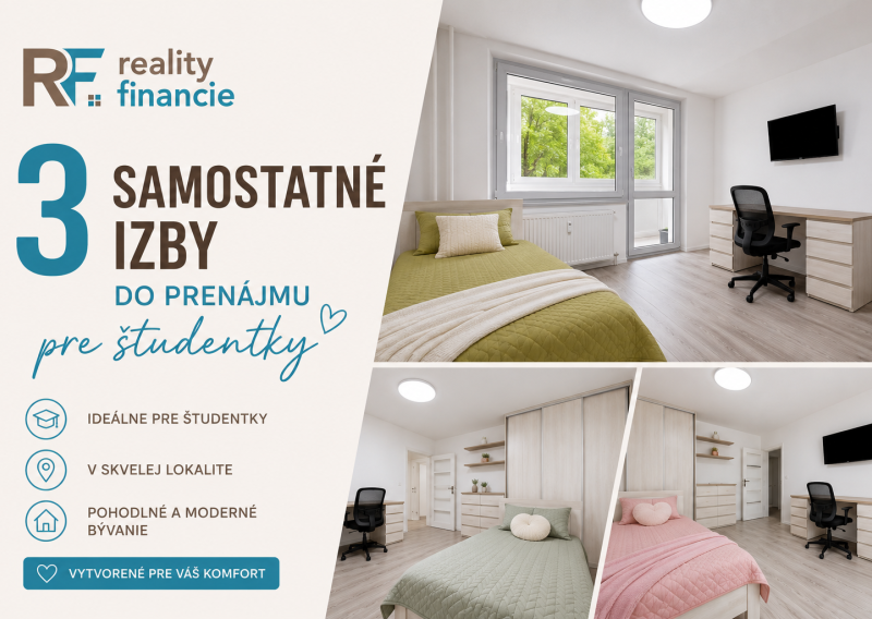 REZERVOVANÝ Prenájom samostatných izieb pre študentky